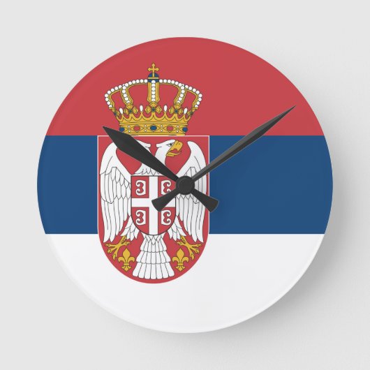 セルビア国旗 ラウンド壁時計 (正面)