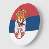 セルビア国旗 ラージ壁時計 (傾斜)