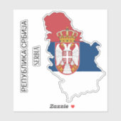 セルビア国魅力的国国旗の地図 シール (シート)