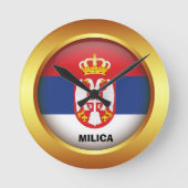セルビア愛国国旗 ラウンド壁時計 (正面)