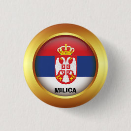 セルビア愛国国旗 缶バッジ
