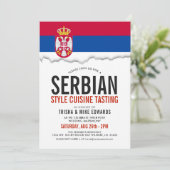 セルビア料理 | パーティーフラグ白招待状 招待状 (スタンド正面)