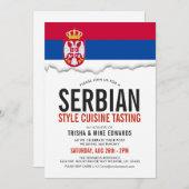 セルビア料理 | パーティーフラグ白招待状 招待状 (正面/裏面)