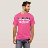 セルビア誇りを持った卓球ファンジャージー州旗 Tシャツ (正面フル)