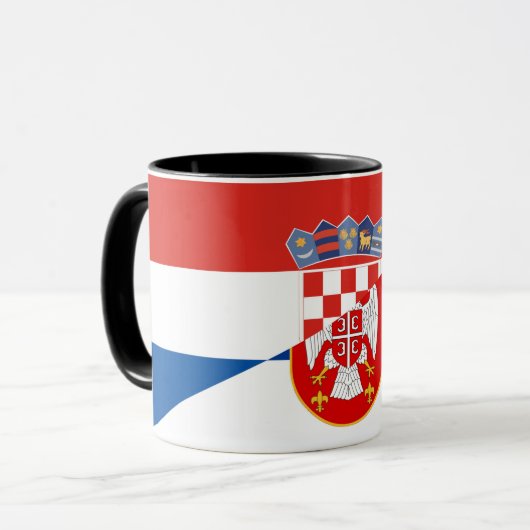 セルビア・クロアチア国旗の国半記号 マグカップ (正面左)