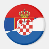 セルビア・クロアチア国旗の国半記号 マグネット (正面)