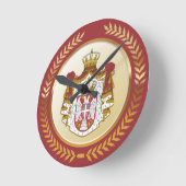 セルビア・コート・オブ・アームズ ラウンド壁時計 (傾斜)