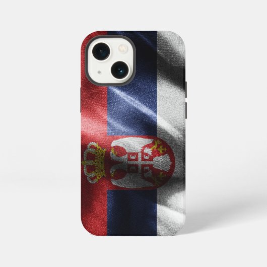 セルビア シルク旗 iPhoneケース (裏面)