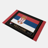 セルビア&セルビア国旗のハウスマット/スポーツウェルカム ドアマット (アングル)