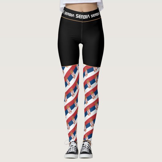 セルビア・セルビア国旗のファッション/スポーツファン レギンス (正面)