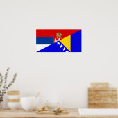 セルビア・ボスニア・ヘルツェゴビナ国旗の国半記号 ポスター (キッチン)