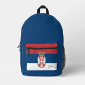 セルビア,青いリュックサック,セルビア国旗/愛国心 プリントバックパック (正面)