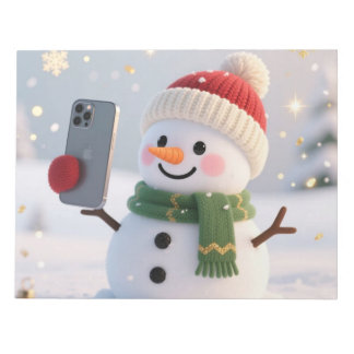 セルフィーする雪だるま クリスマスノートパッド ノートパッド
