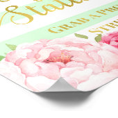 セルフィーステーションサインピンクフローラ金ゴールドミントストライプズ ポスター (角)