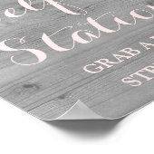 セルフィーステーション ウェディングサイン ピンク ウォーターカラー ウッド ポスター (角)