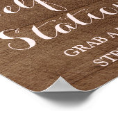 セルフィーステーション ウェディングサイン ピンク ウォーターカラー 木 ポスター (角)