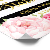 セルフィーステーション サイン ピンク フラワーズ ゴールド ブラック ストライプス (角)