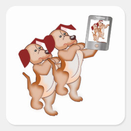 セルフィー仲間ステッカー スクエアシール