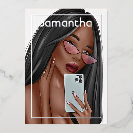 セルフィー女性バースデーパーティーフォイル招待状 箔招待状