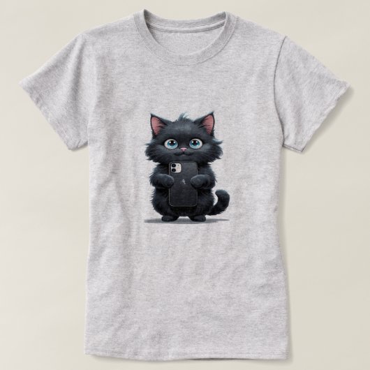 セルフィー猫 Tシャツ (デザイン正面)