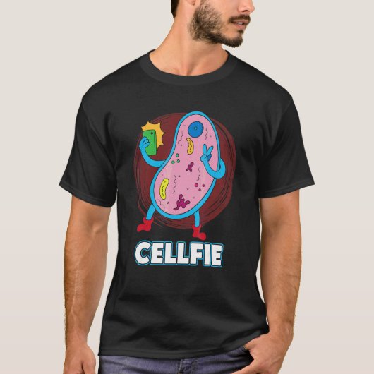 セルフィー細胞 自撮り 細菌 生物学者 Tシャツ (正面)