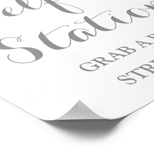 セルフィー結婚ステーションのサインピンクウォーターカラーフローラ ポスター (角)