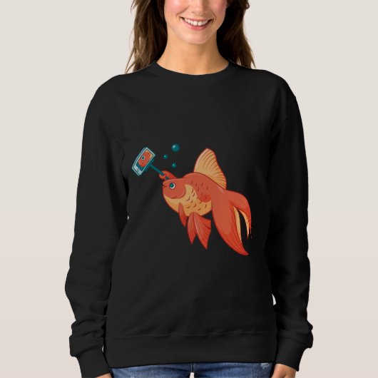 セルフィー金ゴールド魚 スウェットシャツ (正面)