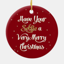 セルフィー・メリークリスマスオーナメント赤 セラミックオーナメント