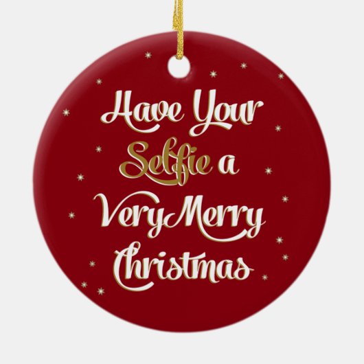 セルフィー・メリークリスマスオーナメント赤 セラミックオーナメント (裏面)