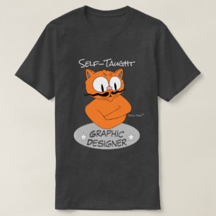 セルフグラフィックデ教えザイナー、口ひげ猫 Tシャツ