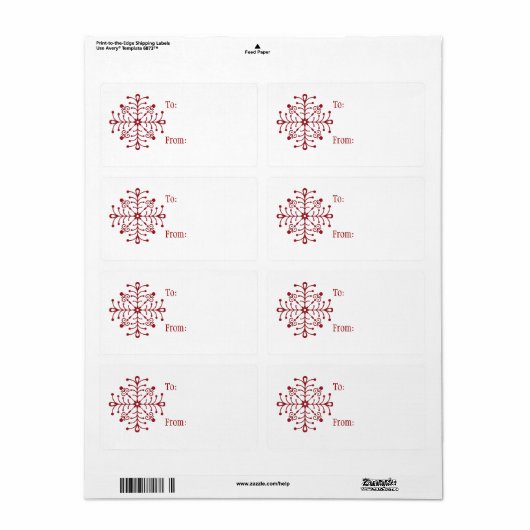セルフスティッククリスマスプレゼントラベル:スノーフレーク ラベル (フルシート)