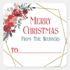 セルフスティックメリークリスマスポインセチアフローラ スクエアシール