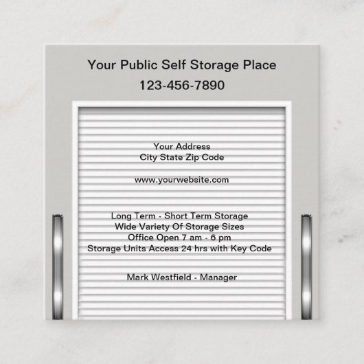 セルフストレージおよび移動サービスの名刺 スクエア名刺 (正面)