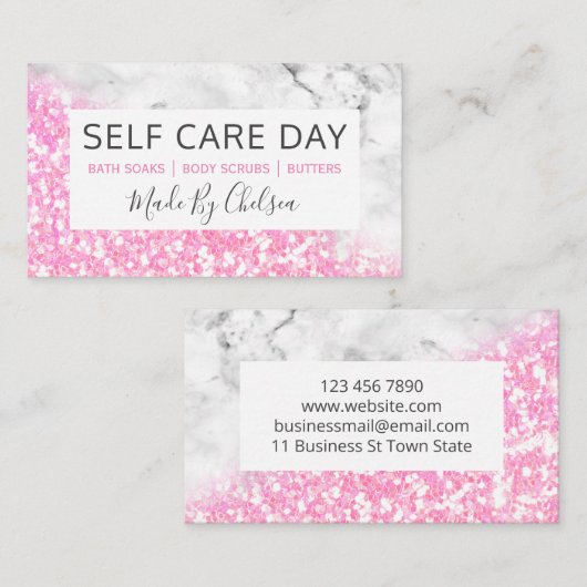 セルフデ気にイピンク大理石手作り浴美しいスパ 名刺 (正面/裏面)