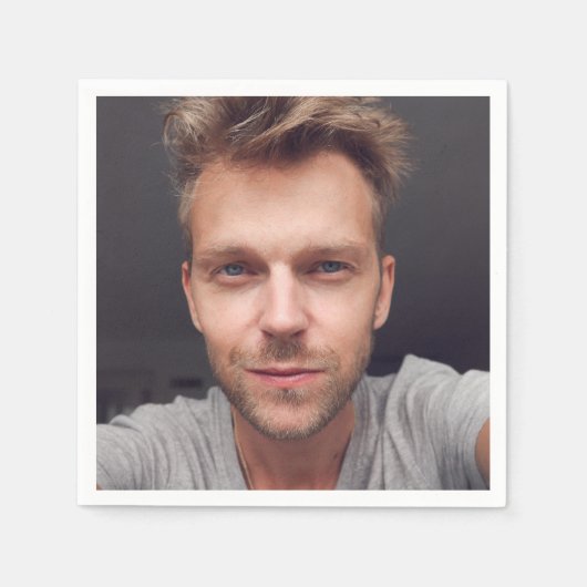 セルフフォトアップロード | あなたの顔おもしろいパーティーナプキンス スタンダードカクテルナプキン (正面)