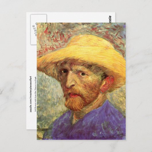 セルフポートレイトストローハット(F526)ヴァンゴッホファインアート ポストカード (正面/裏面)