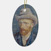 セルフポートレイト感じグレイハットバンゴッホファインアート セラミックオーナメント (左)