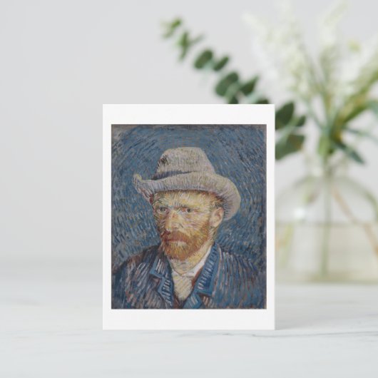 セルフポートレイト感じグレイハット、ヴァンゴッホファインアート ポストカード (スタンド正面)