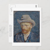 セルフポートレイト感じグレイハット、ヴァンゴッホファインアート ポストカード (正面/裏面)