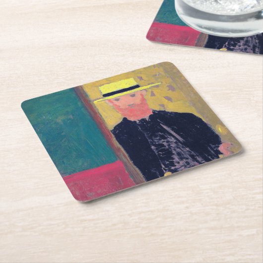 セルフポートレイト（ひげを生やした男）、エドウアール・ヴィイラード スクエアペーパーコースター (アングル)