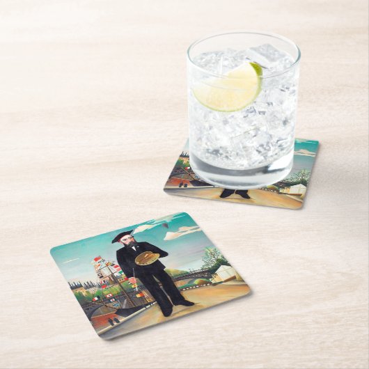 セルフポートレイト、ランドスケープ、ルソー スクエアペーパーコースター (インサイチュ)