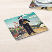 セルフポートレイト、ランドスケープ、ルソー スクエアペーパーコースター (アングル)