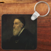 セルフポートレイトby Tititian, Renaissance Art キーホルダー (裏面)