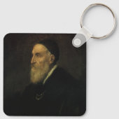 セルフポートレイトby Tititian, Renaissance Art キーホルダー (裏面)
