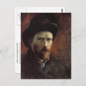 セルフポートレート、ダーク感じハット、バンゴッホファインアート ポストカード (正面/裏面)