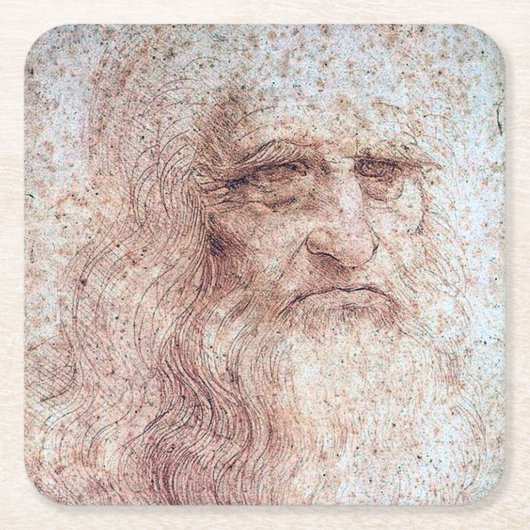 セルフポートレート、レオナルド・ダ・ヴィンチ スクエアペーパーコースター (正面)