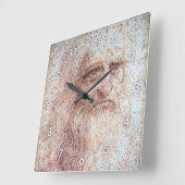 セルフポートレート、レオナルド・ダ・ヴィンチ スクエア壁時計 (傾斜)