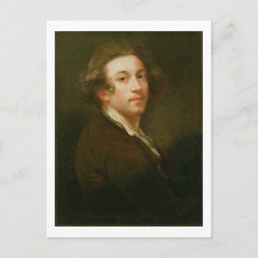 セルフポートレート、右肩上を見る(油オン ポストカード (正面)