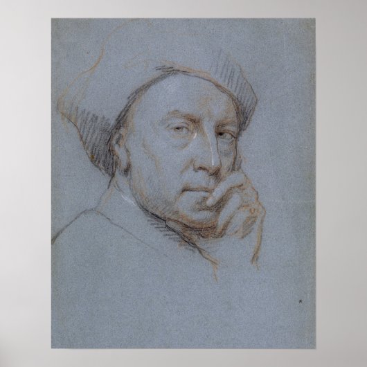 セルフポートレート(黒、赤と白青のチョーク) ポスター (正面)