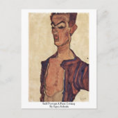 セルフポートレートA顔カットby Egon Schiele ポストカード (正面)